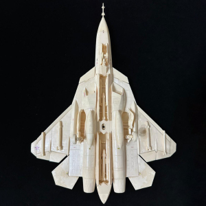 Сборная модель самолета из бивня мамонта "СУ-57" на подставке